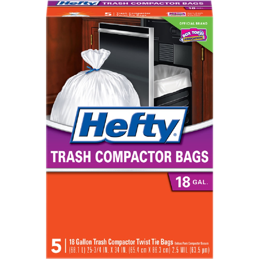Hefty RE2-1218 Trash Compactor Bags, 18 Gallon, 2.5Mil