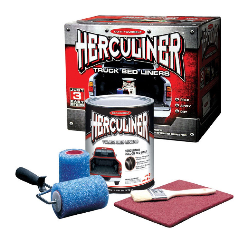 Herculiner HCL0B8 Truck Bed Coating Kit, Black, 1 gal