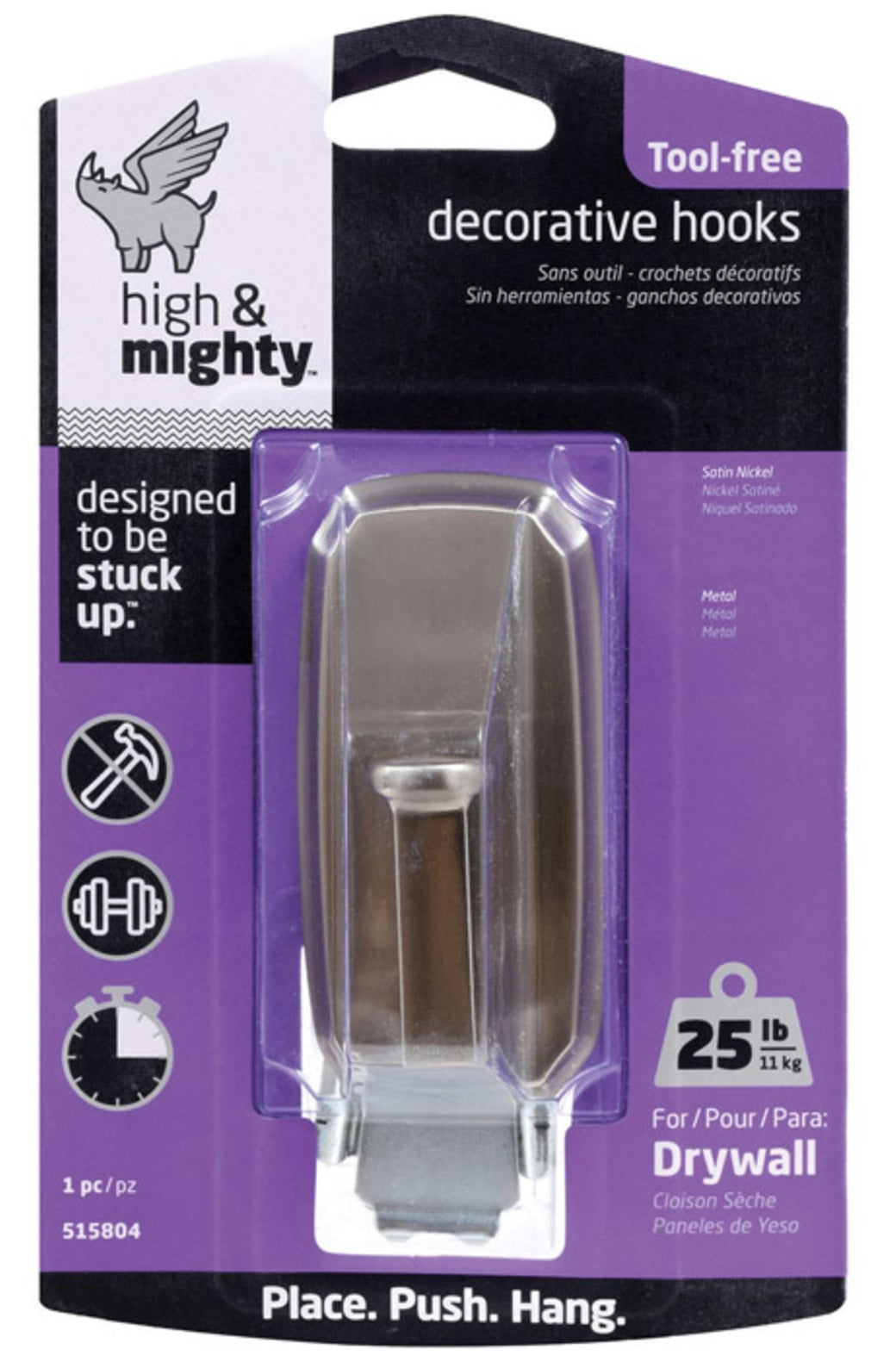 High & Mighty 515804 Decorative Hooks, Satin Nickel