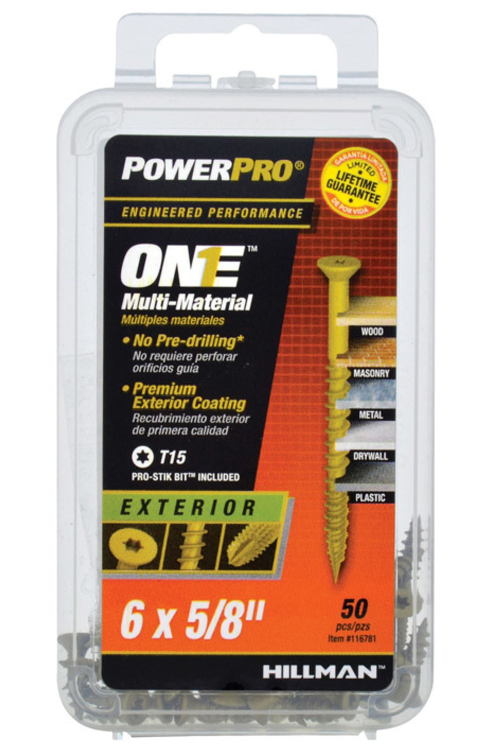 Hillman Fasteners 116781 Power Pro ONE Multi-Material Screws, #6 x 5/8"