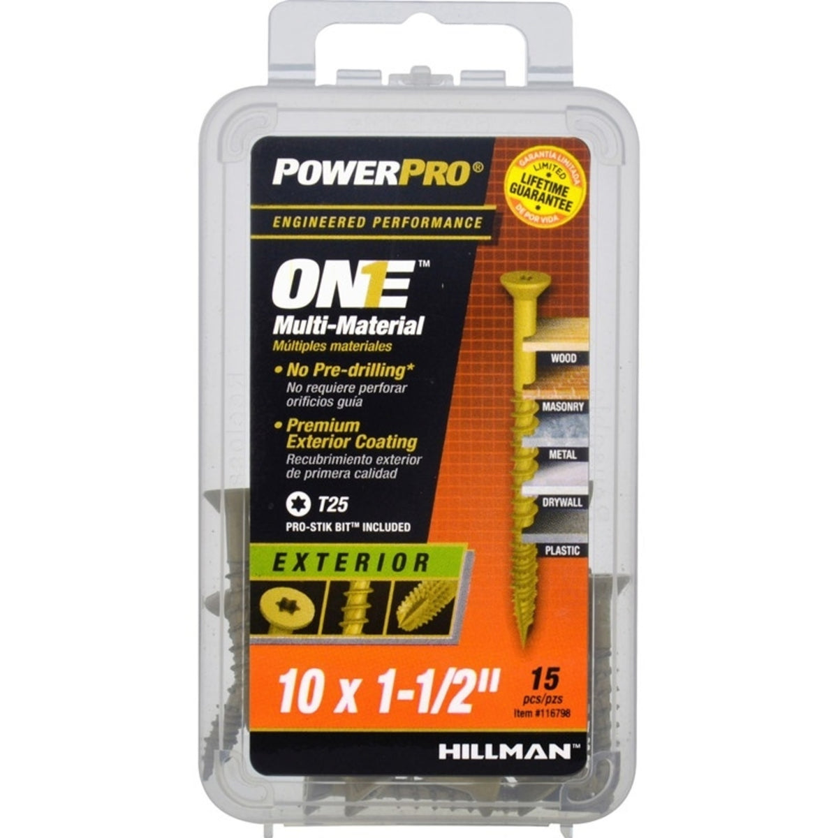 Hillman 116798 Powerpro One Multi-Material Screw, Bronze, #10 x 1.5"