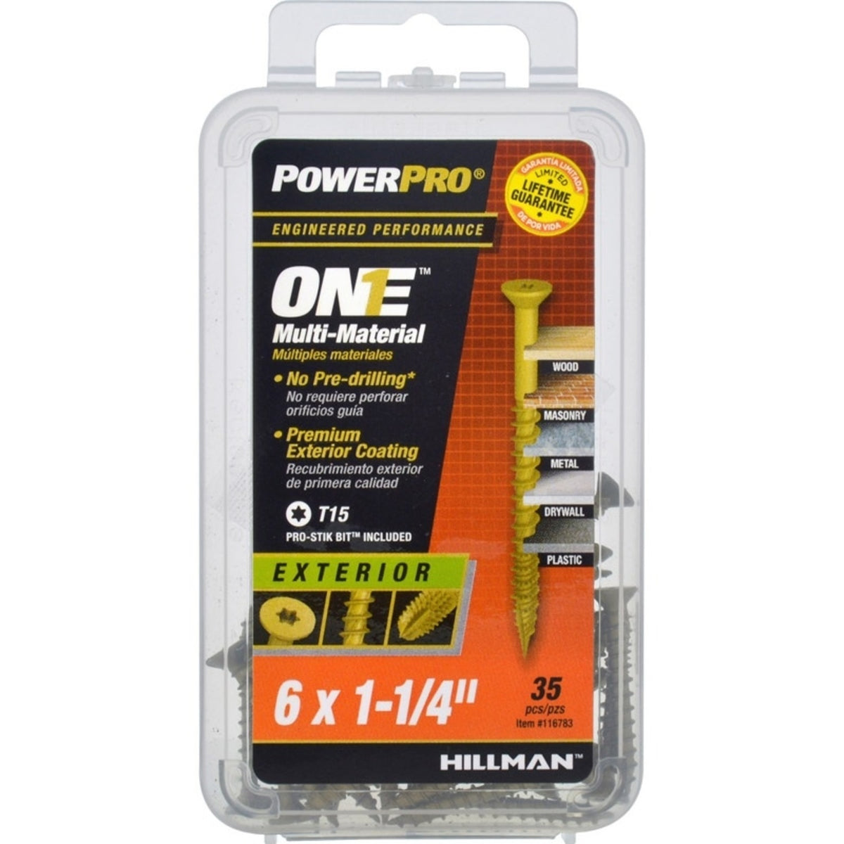 Hillman 116783 Powerpro One Multi-Material Screw, Bronze, #10 X 1.25"