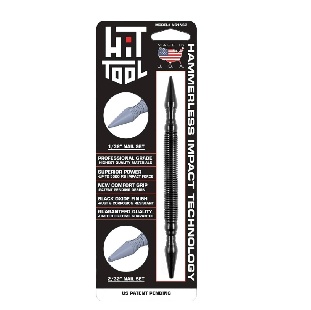 Hit Tool NS1NS2 Hammerless Combination Nail Set, Steel, Black-Oxide ...