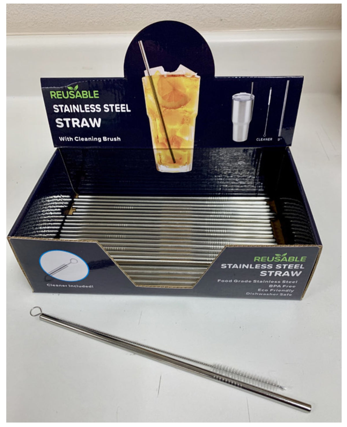 Hitt HE0152 Stainless Steel Straw & Cleaning Brush, Silver