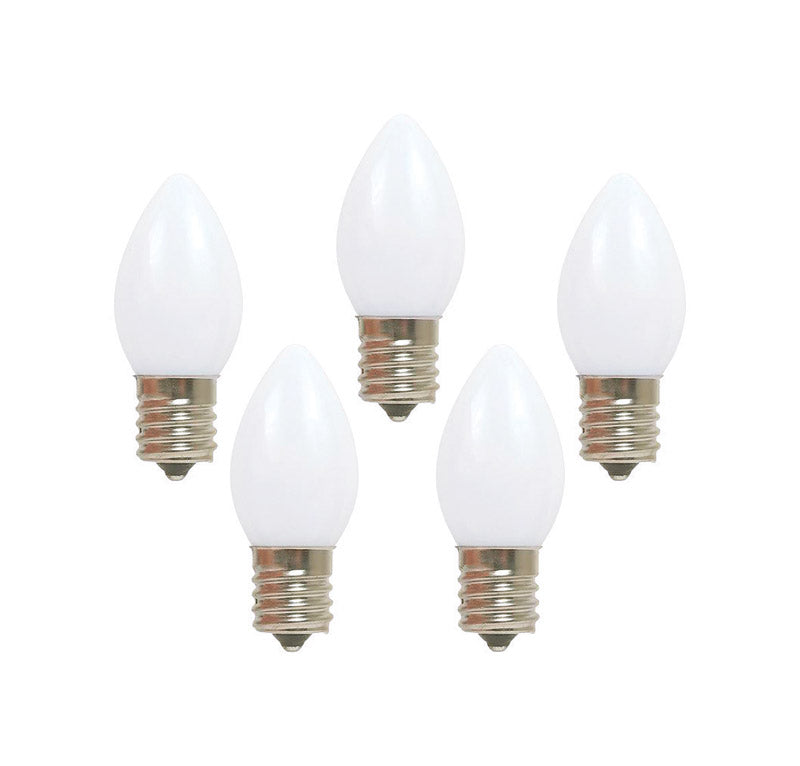 Holiday Bright Lights BU25C7-OWHA Christmas C7 Light Bulbs, White, 5 watt