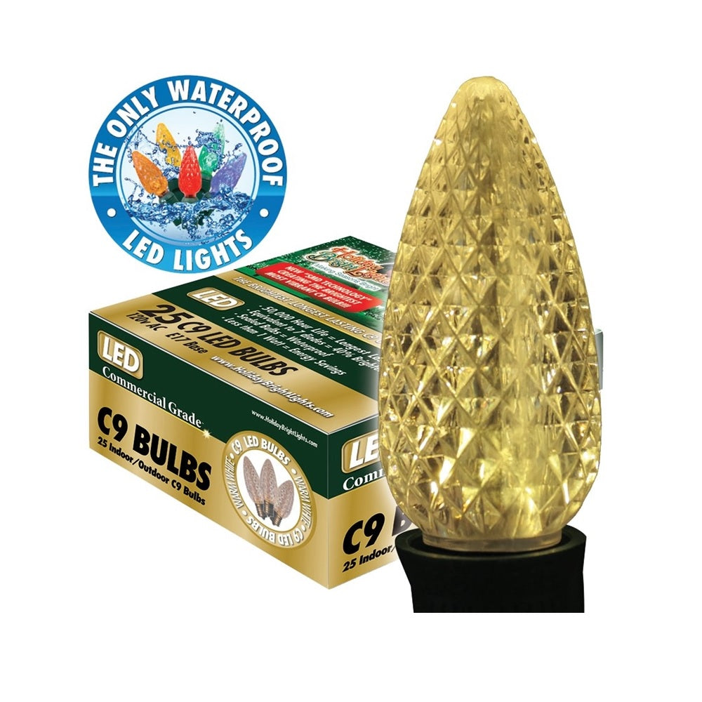 Holiday Bright Lights BU25-LEDFC9-TWW LED Christmas Replacement Bulb, Warm White