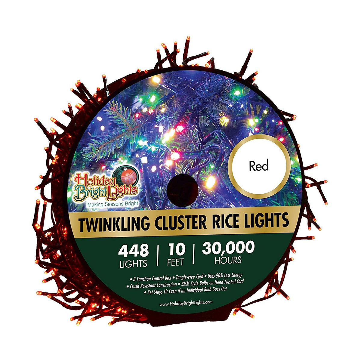 Holiday Bright Lights LED-3MCR448-GRD Twinkling Cluster Christmas Light Set