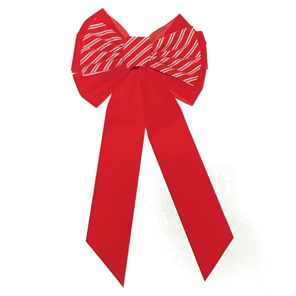 Holiday Trims 6597 Christmas Candy Cane Stripe Bow, Red Velvet