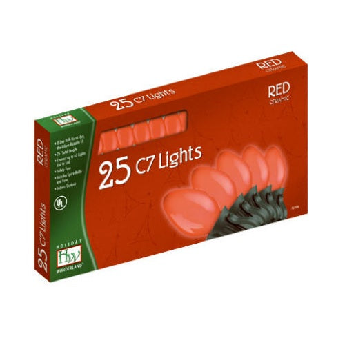 Holiday Wonderland 2524R-88 C7 Ceramic Light Set, 25 Count, Red