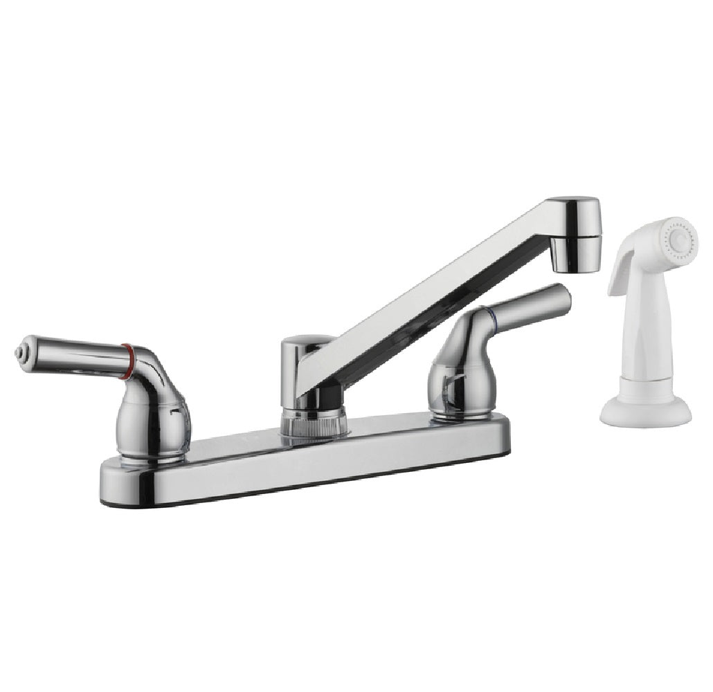 Home Plus 1815-30CP-N Two Handle Kitchen Faucet With Side Sprayer, Chrome