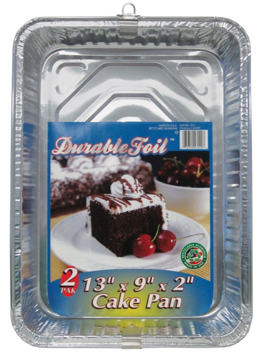 Home Plus D47010 Durable Foil Cake Pan, Silver, 13" L x 9" W