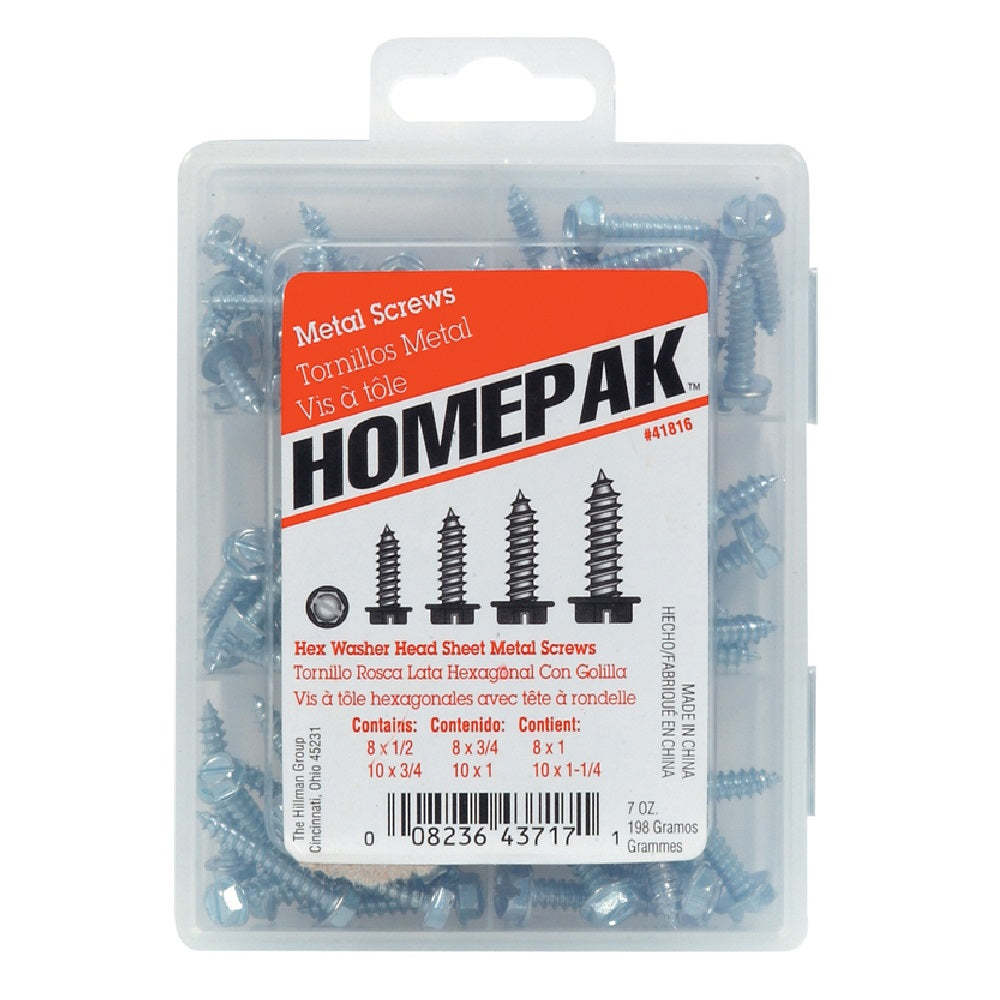 Homepak 41816 Hex Head Sheet Metal Screw Kit, Zinc