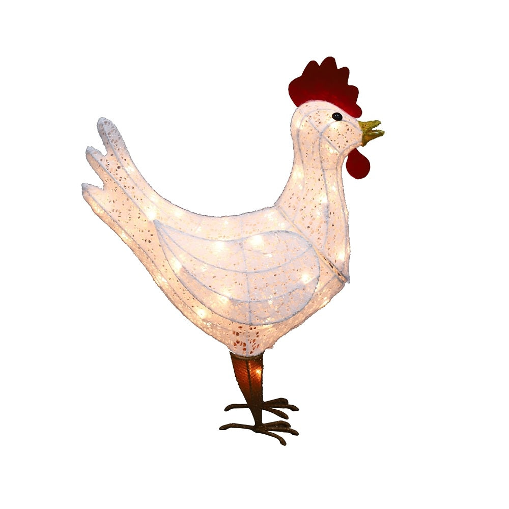 Hometown Holidays 58705 Pre-Lit 3D Christmas Rooster, White