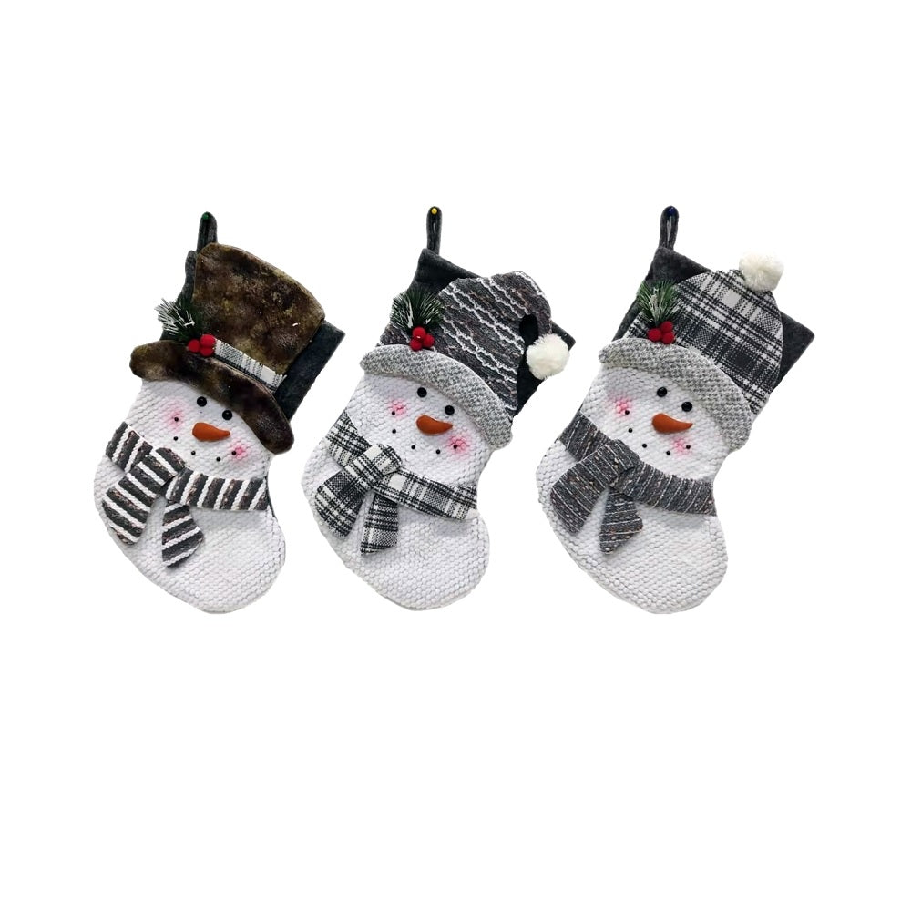 Hometown Holidays 49704 Toy Snowman Christmas Stocking, Gray/White