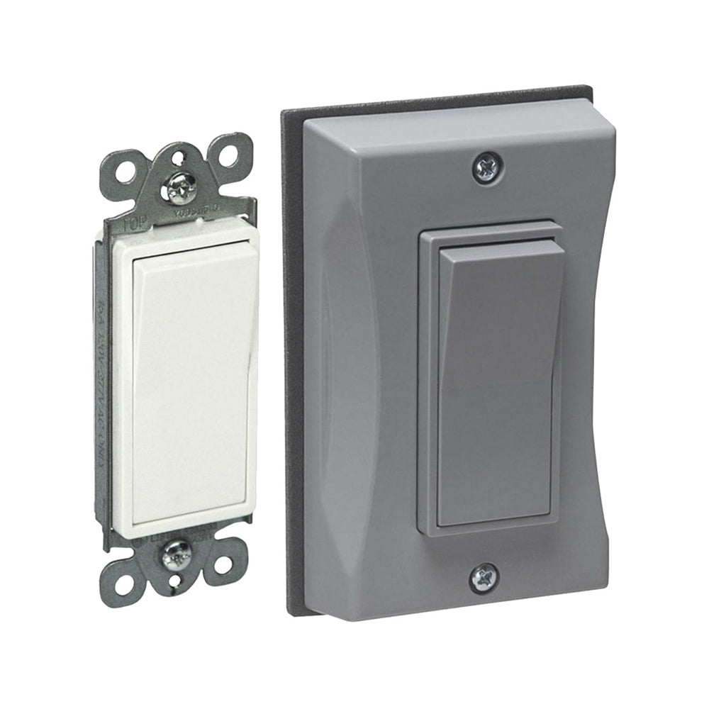Hubbell 5122-0 Weatherproof Outdoor Rocker Switch Cover With Switch, Grey