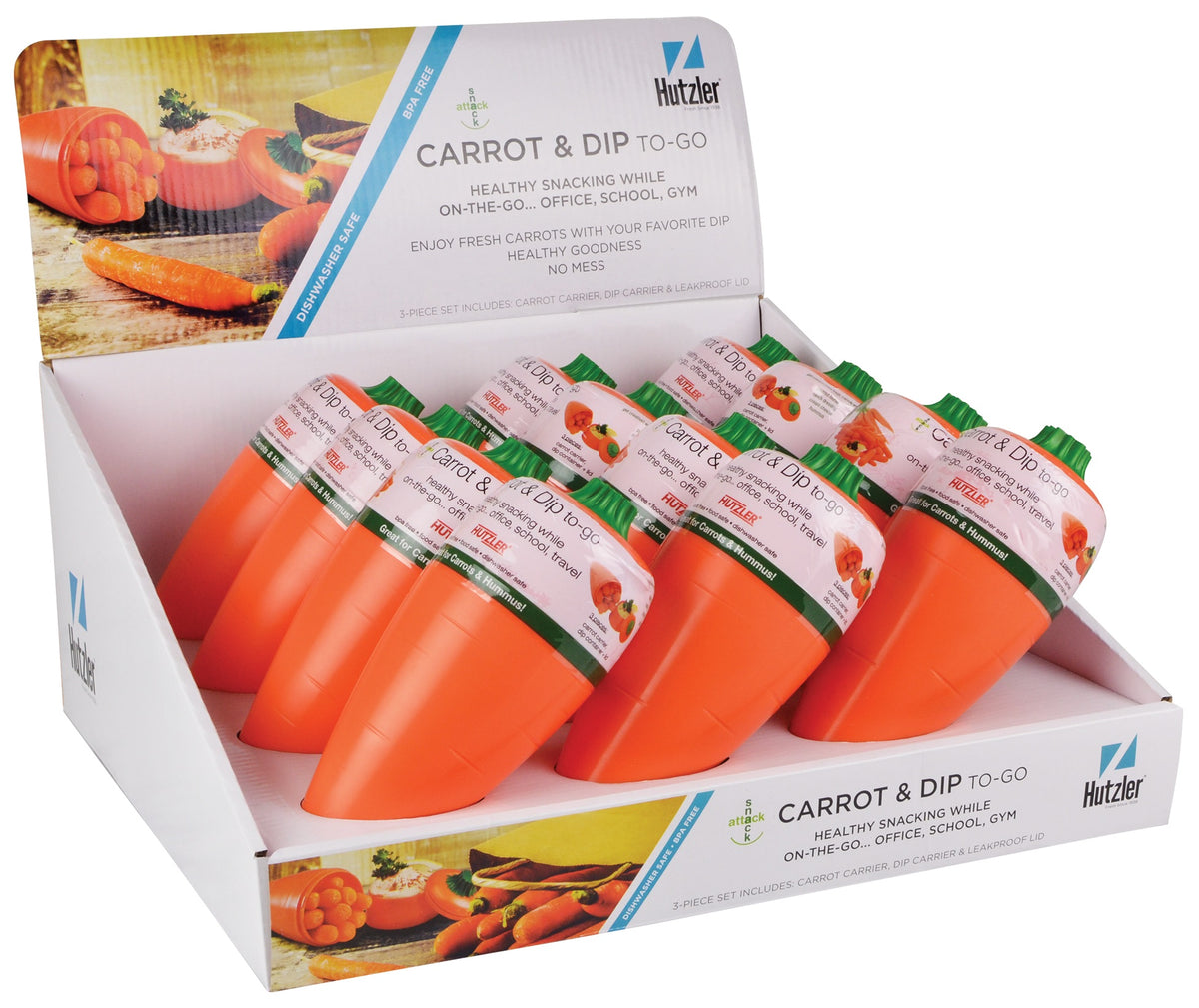 Hutzler 7079PRO Carrot & Dip To Go Snack Containers, Plastic