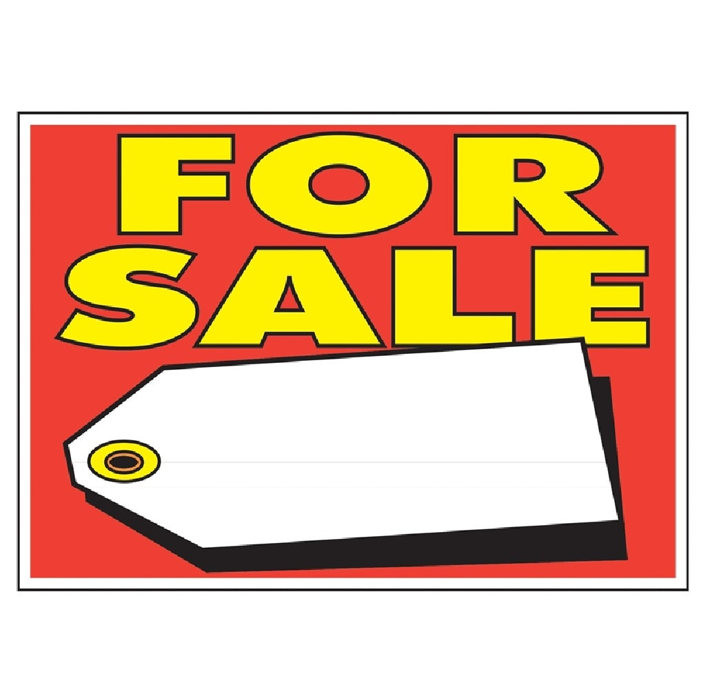 Hy-Ko 22103 For Sale Sign, Plastic, Yellow