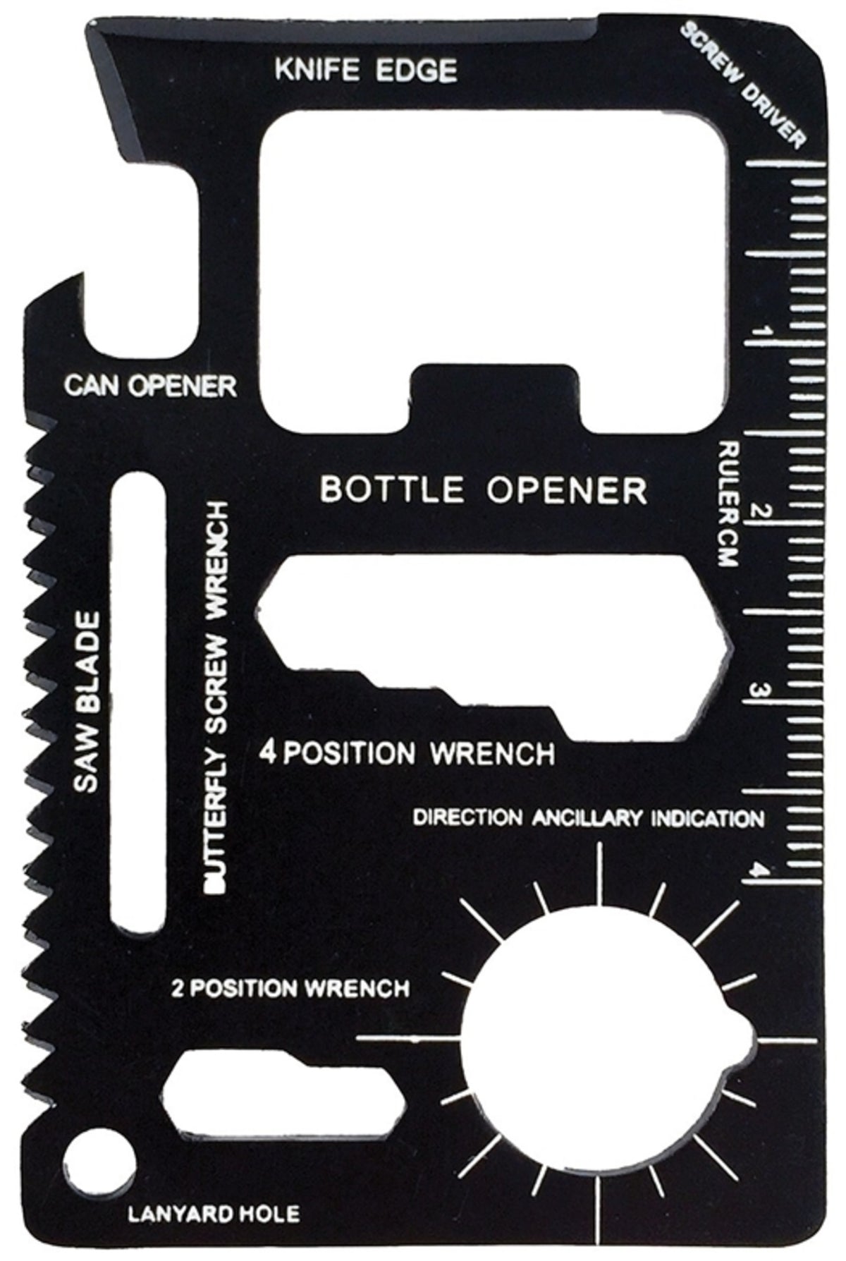 Hy-Ko KC607 Credit Card Multi-Tool Key Chain, Black