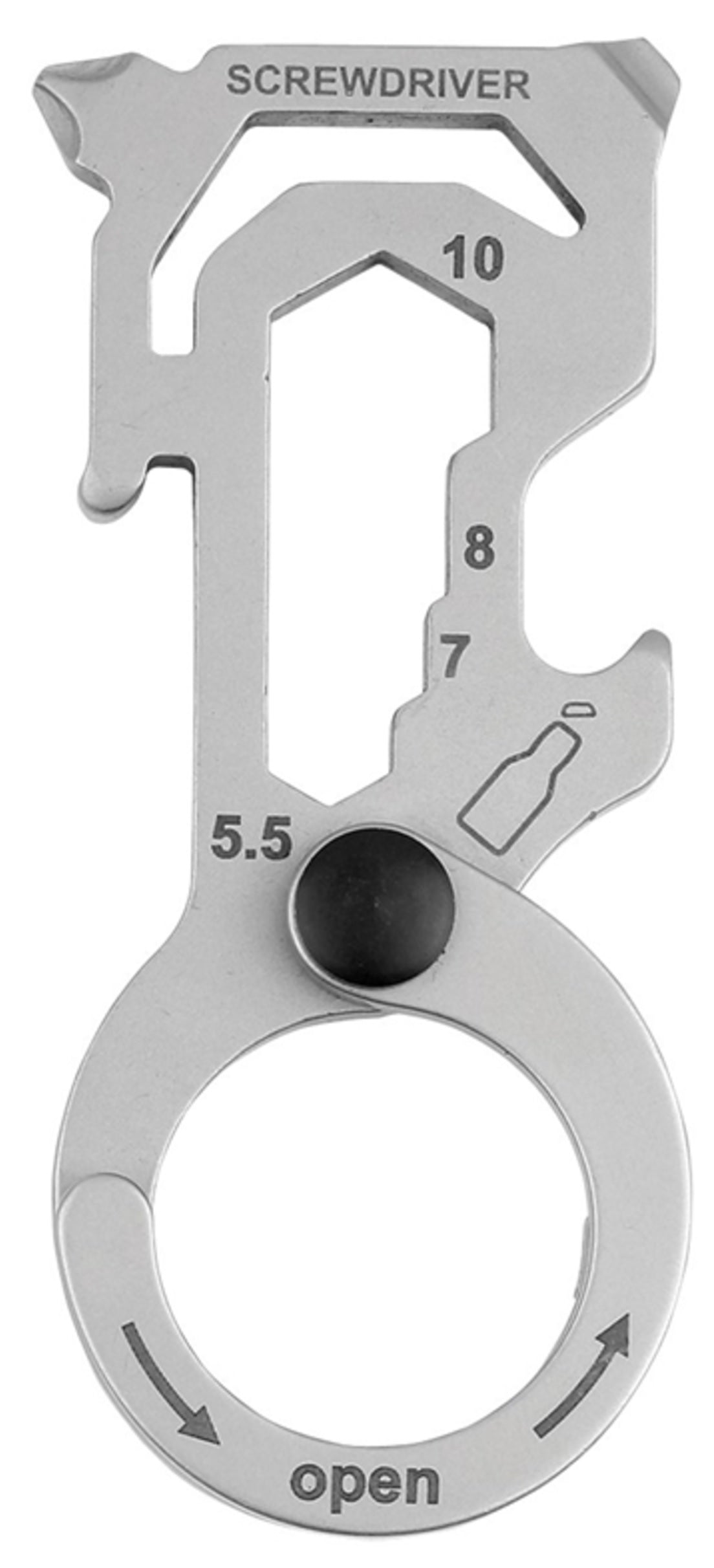 Hy-Ko KC616 2GO EZ Open Multi-Tool Ring, Silver