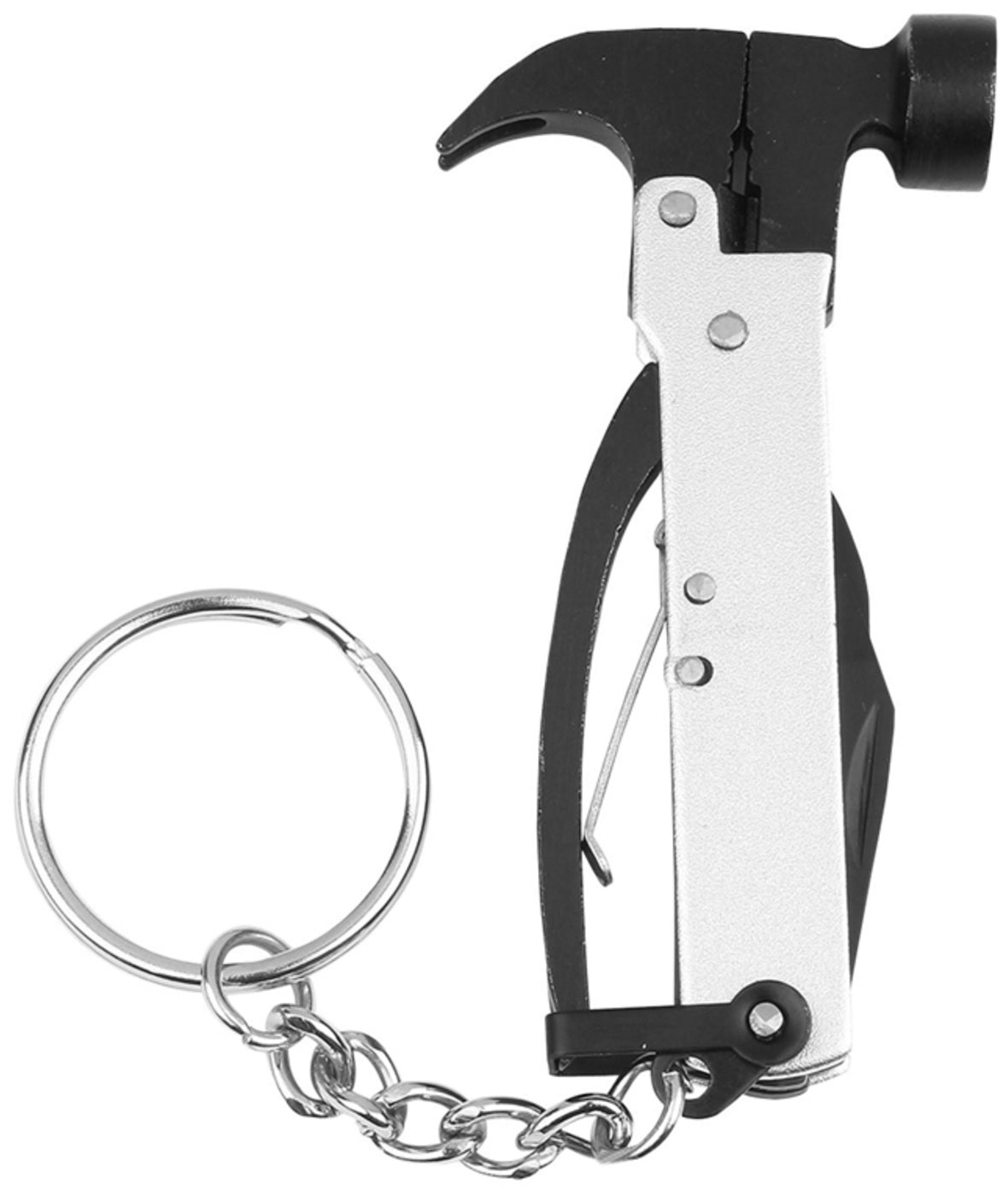 Hy-Ko KC625 Tiny Multi-Tool Hammer Key Chain, Black/Silver
