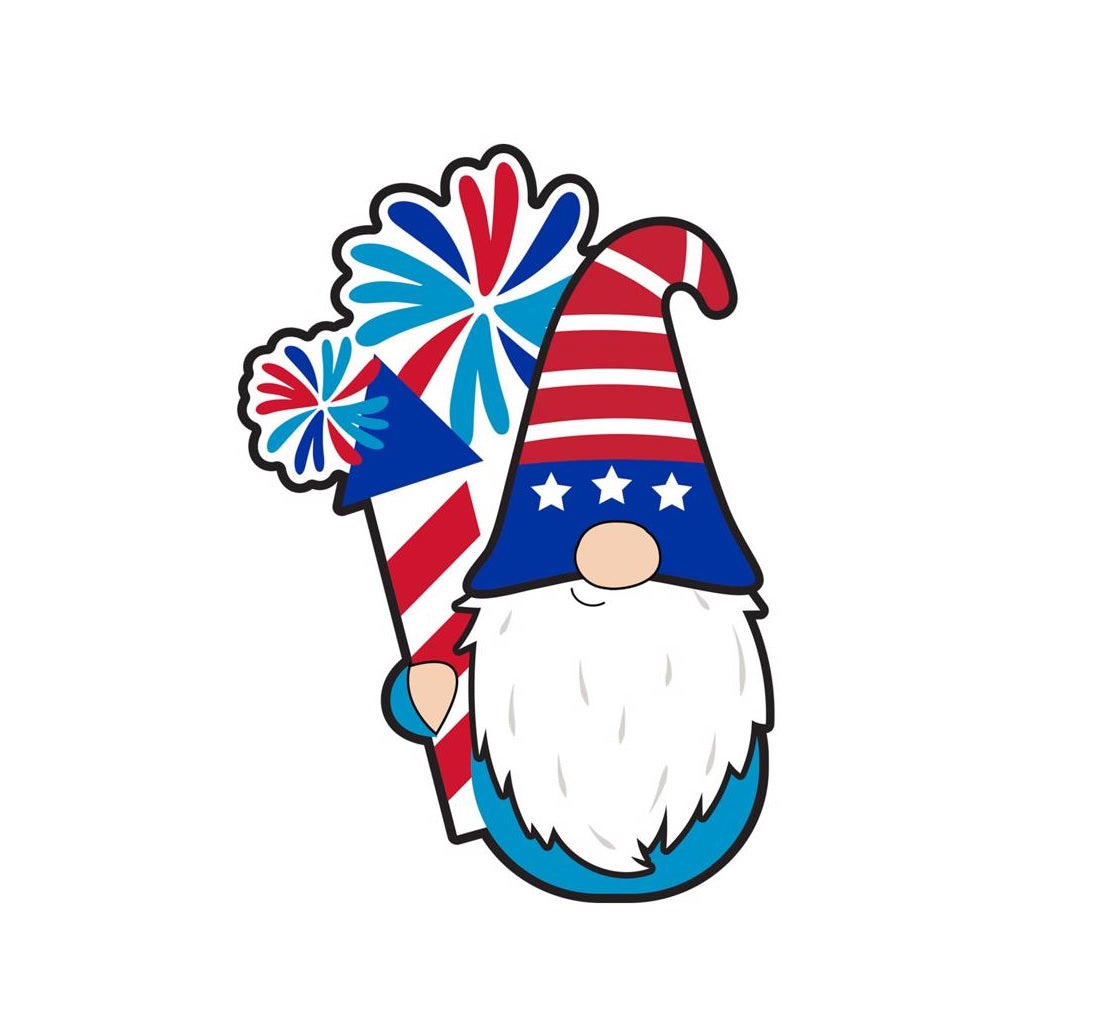 IG Design IG153883D Patriotic Gnome Shimmer Decoration, Window