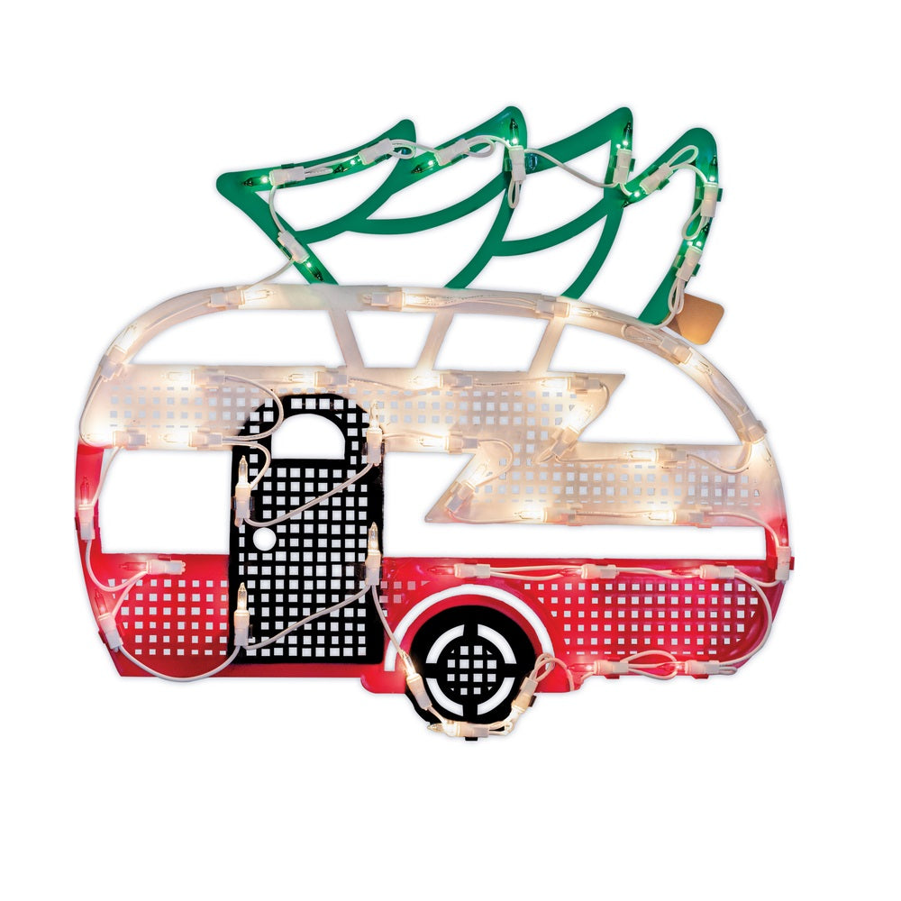 IG Design 32801 Lighted Camper Window Christmas Silhouette
