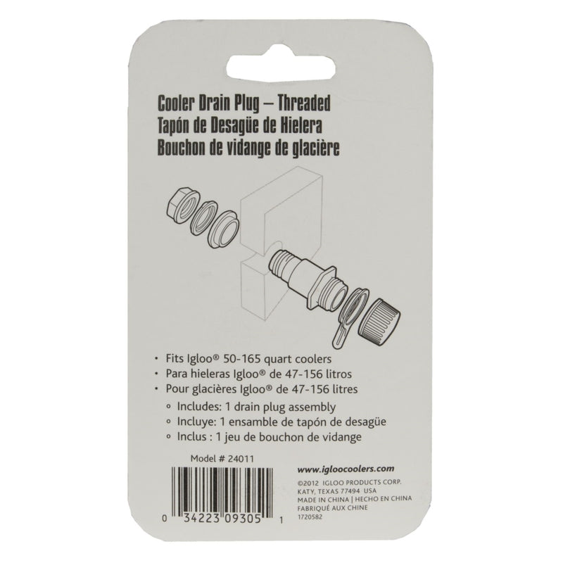 Igloo 24011 Threaded Drain Plug For Igloo Ice Chest, White