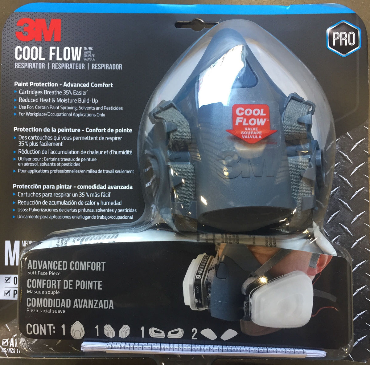 3M 7512PA1-A Professional Series Paint Sprayer P95 Valved Respirator, Medium