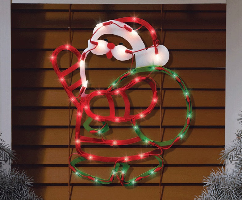 Impact Innovation 95124 Lit Santa Silhouette Christmas Decoration, Multicolored, PVC