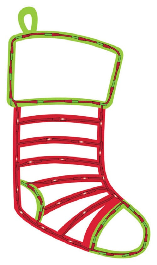 Impact Innovation 95402 Lit Stocking Silhouette Christmas Decoration, Red/Green, PVC