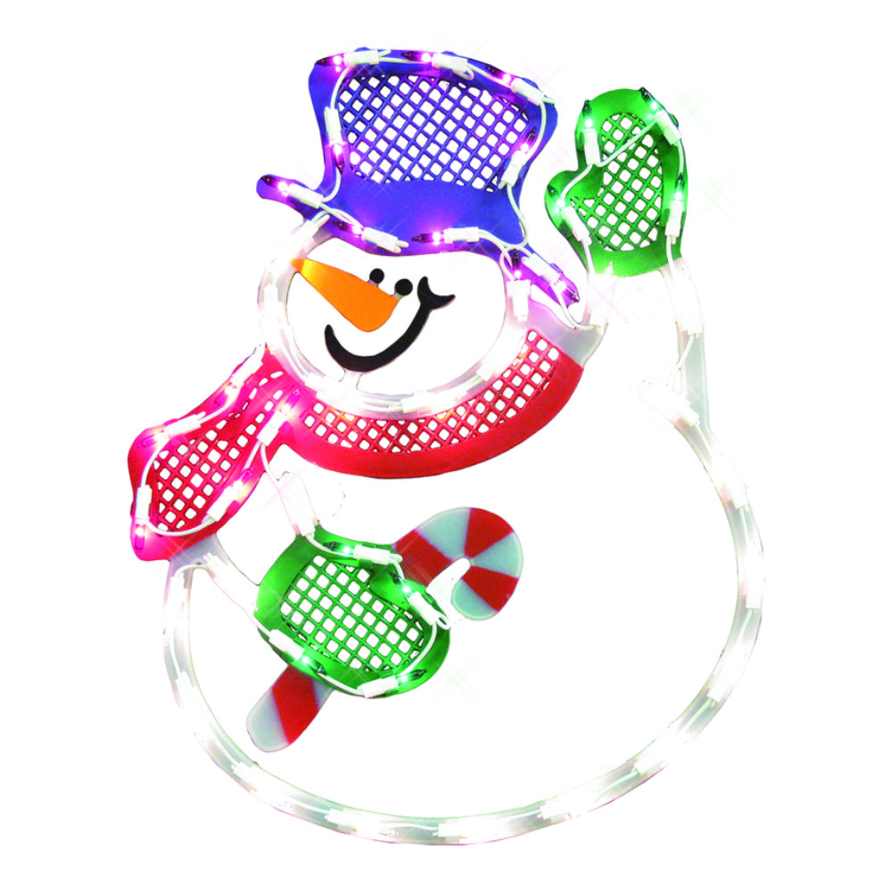 Impact Innovations 94996 Christmas Snowman Window Silhouette, White/Red