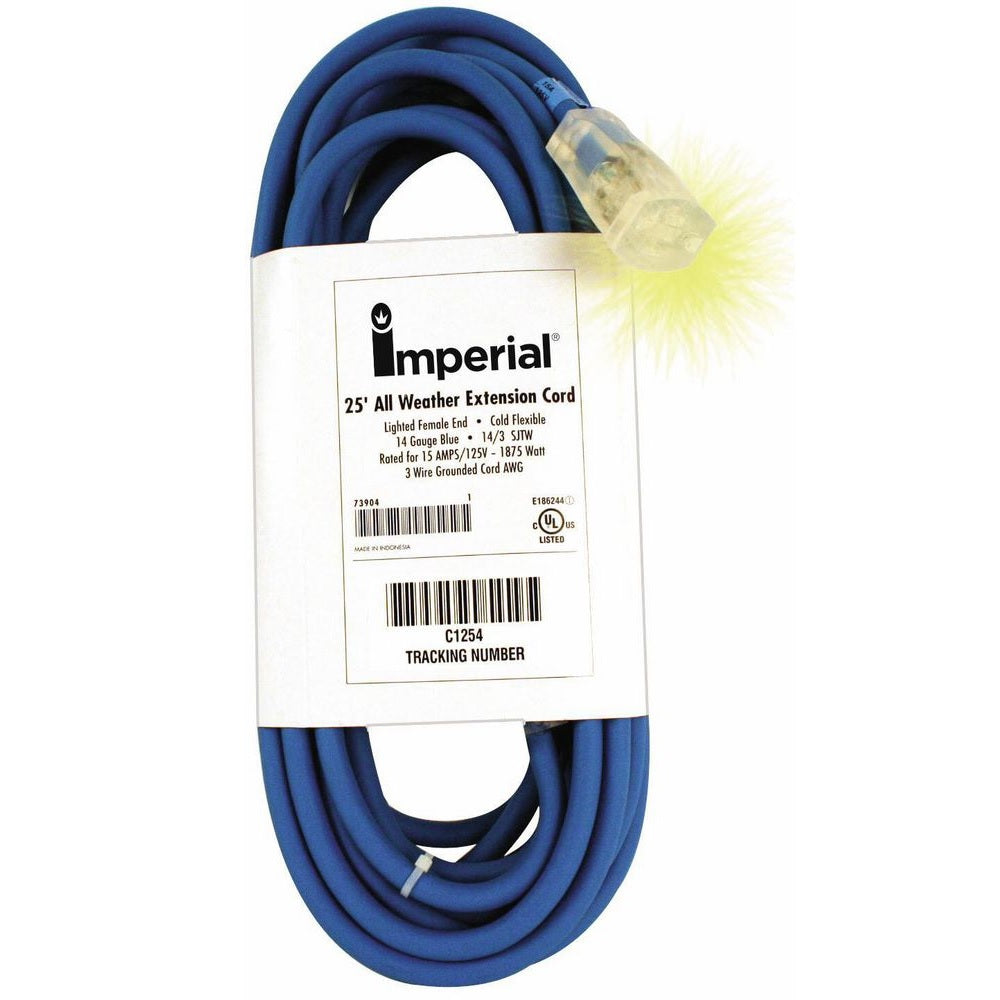 Imperial 73906 Heavy Duty All-Weather Extension Cord, Blue