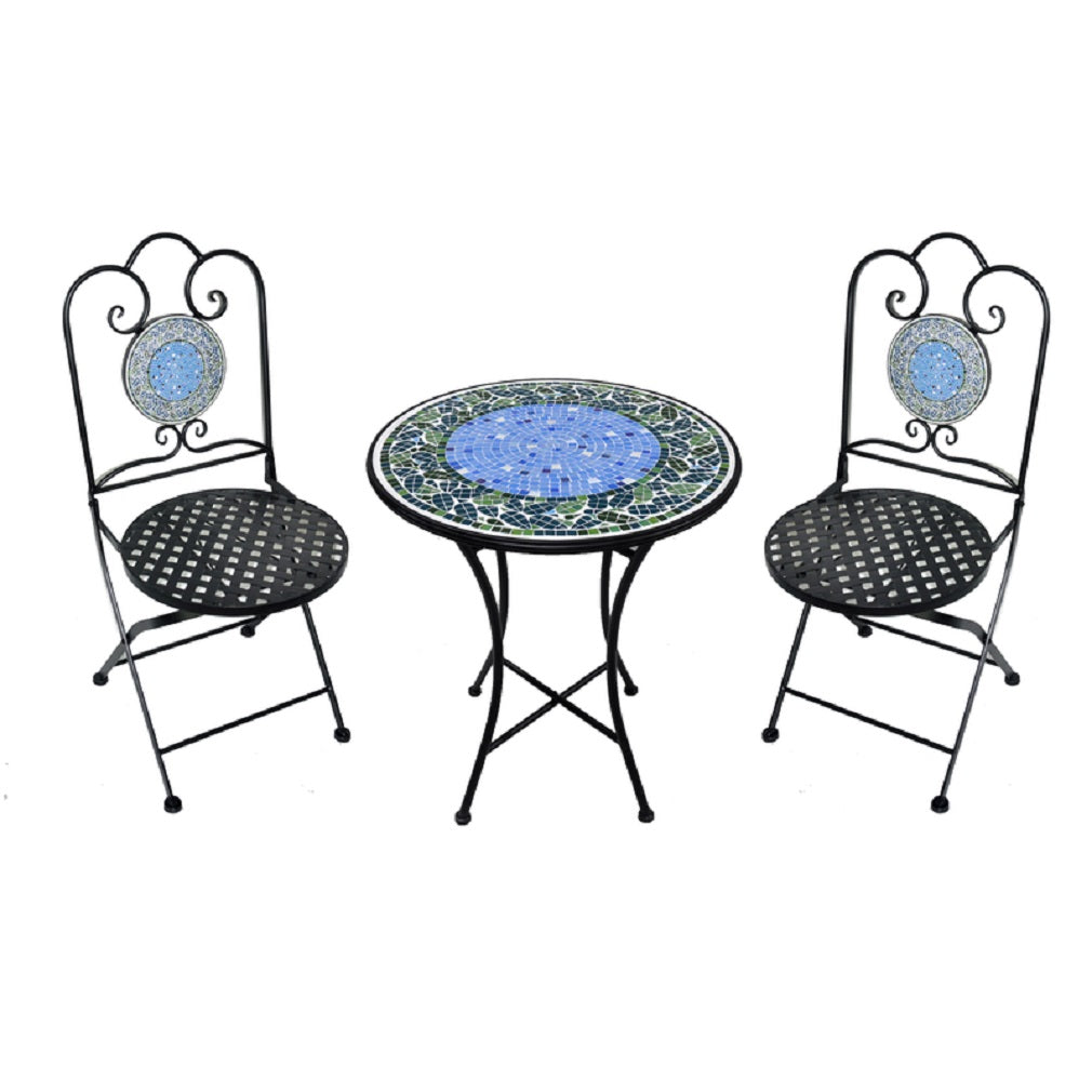 Infinity HK19024 Mosaic Round Bistro Set, Iron, Black