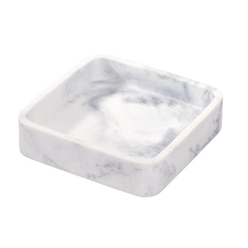 InterDesign 28340 Dakota Bathroom Tray, White Marble, 4.7 inch