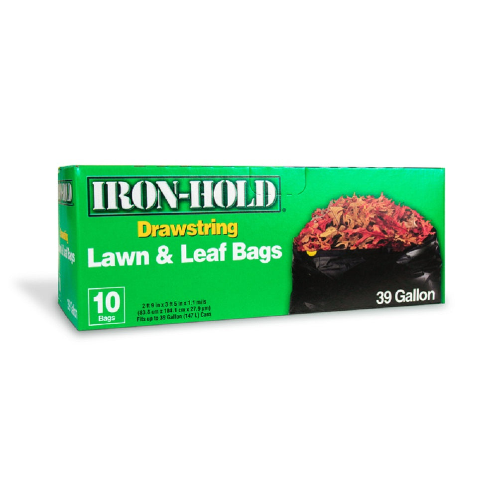 Iron-Hold 618730 Lawn & Leaf Bags, Black, 39 Gallon