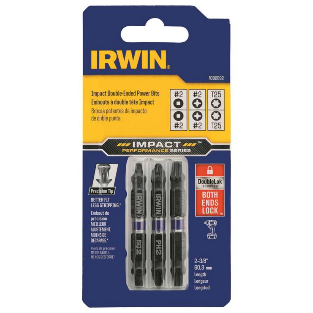 Irwin 1892092 Double-Ended Impact Bit Set, Steel, 3-Piece