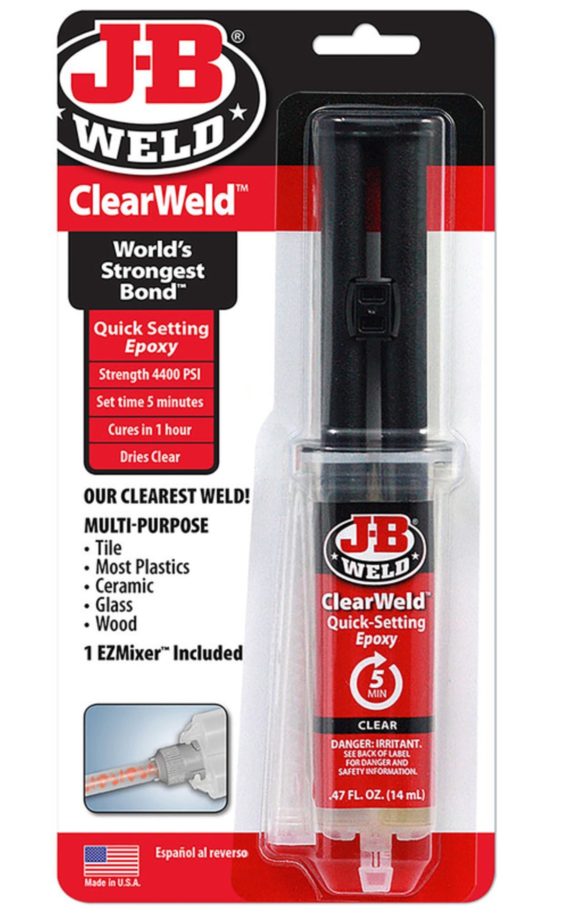J-B Weld 50114-H Clear Weld High Strength Epoxy, 0.47 Oz