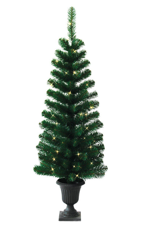J & J Seasonal DG-817-40PB Christmas Prelit Douglas Fir Artificial Entrance Tree, PVC, Clear, 4'