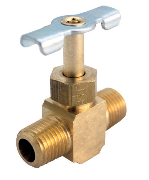 JMF 4506564 Brass Needle Valve Lead Free, Yellow brass, 1/8" X 1/8"