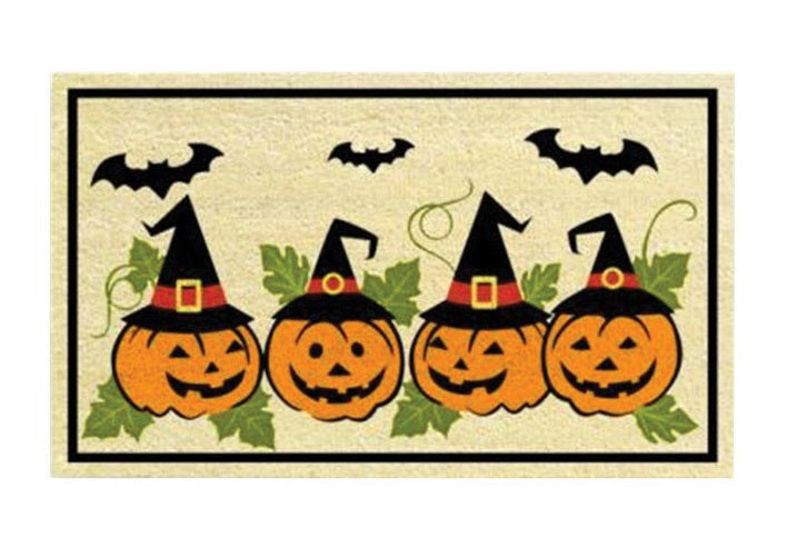 J & M Home Fashions 81257 Halloween Pumpkin Doormat, Multicolored