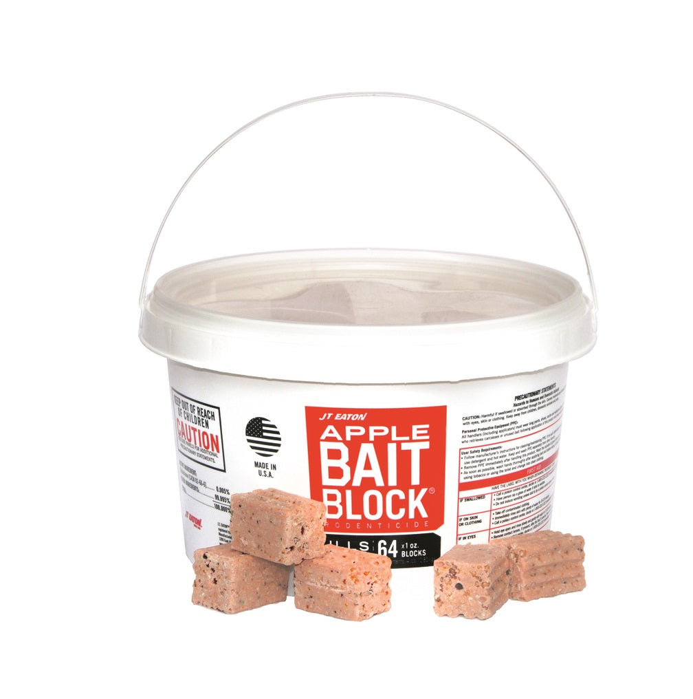 JT Eaton 704-AP Apple-Flavor Bait Block For Rat And Mouse, 64 Blocks, 4 lb, Pail