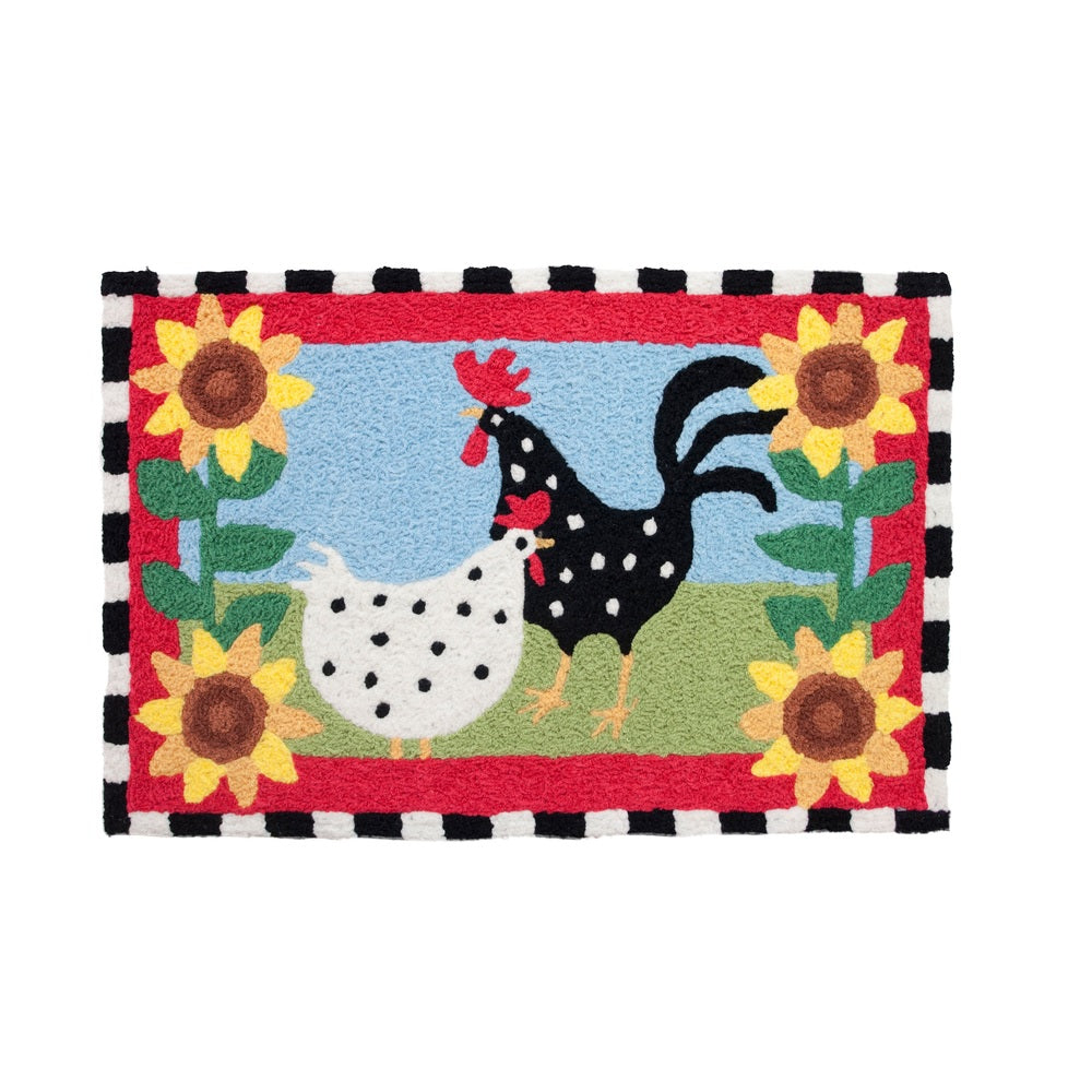 Jellybean JB-EK001 Funky Chickens Accent Rug, 30 Inch x 20 Inch