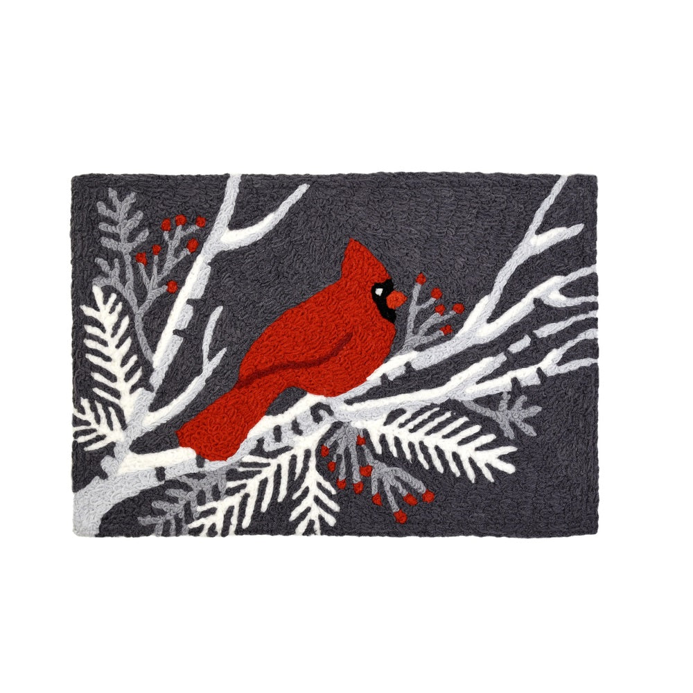 Jellybean JBL-KWN002 Cardinal Bird on Gray Accent Rug, 30 Inch x 20 Inch