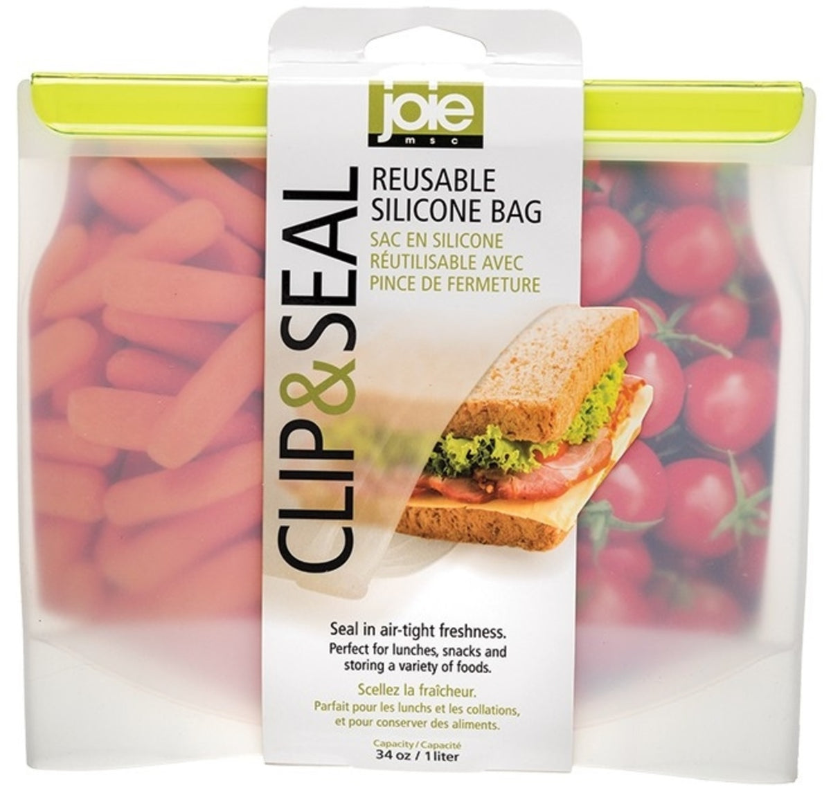 Joie MSC 29148 Clip & Seal Reusable Bag, Silicone/Plastic