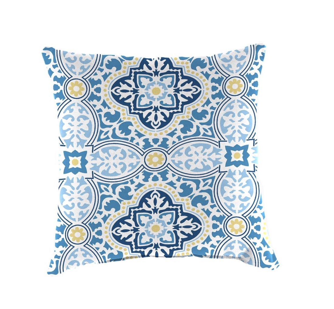 Jordan Manufacturing 9950-5885A Geometric Throw Pillow, Polyester, Blue