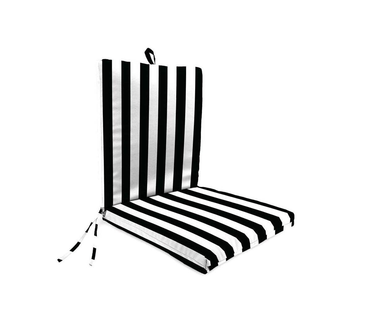 Jordan Manufacturing 9701-3150Q Cabana Stripe Chair Cushion, Black/White