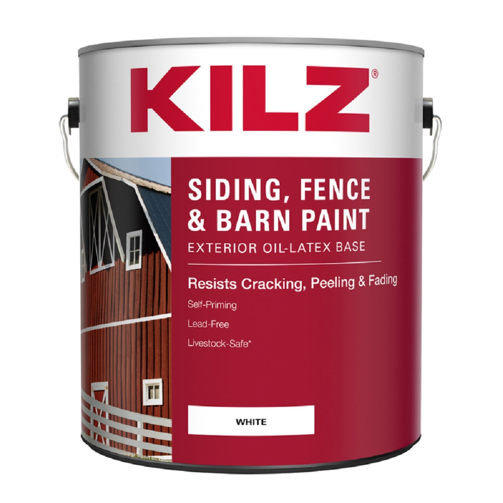 KILZ 10211 Siding, Fence and Barn Paint, 1-Gallon, White