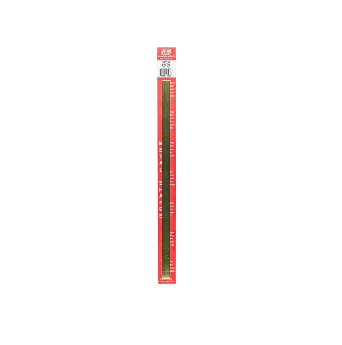 K&S 8236 Plain Metal Strip, Brass, 12 Inch