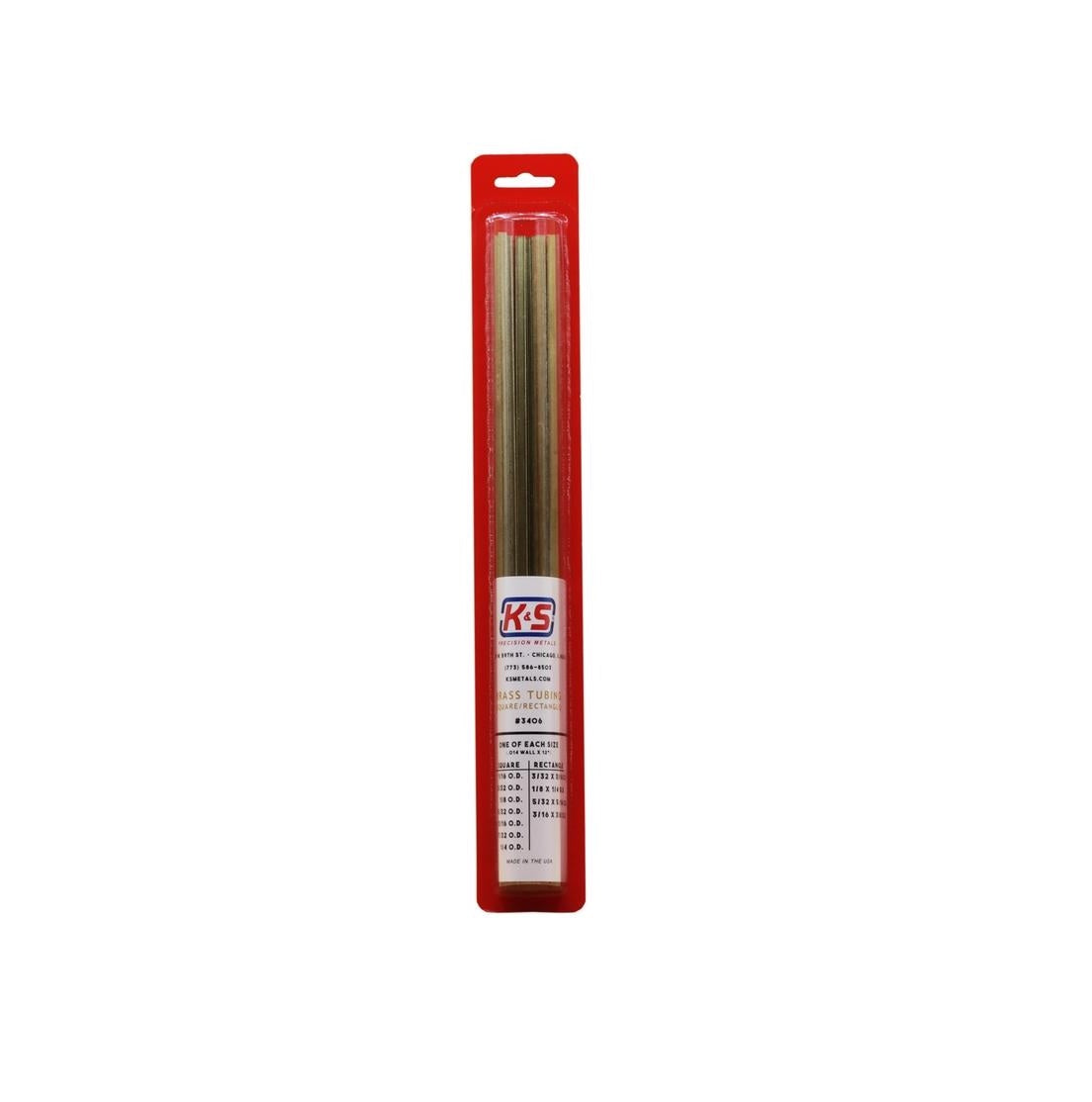 K&S 3406 Square/Rectangular Brass Tube, 12 Inch