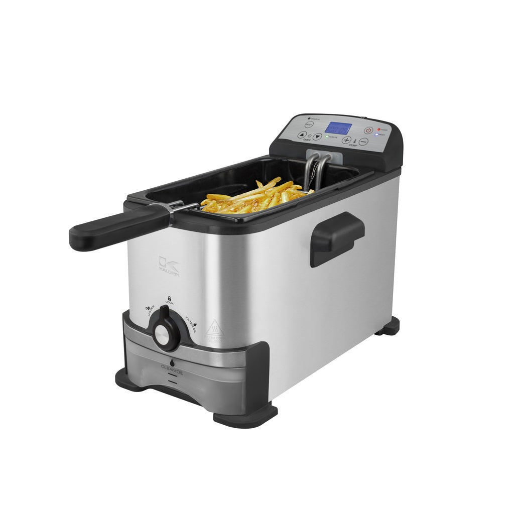 Kalorik FT 44247 BK Programmable Deep Fryer, Silver, 3.2 Quart